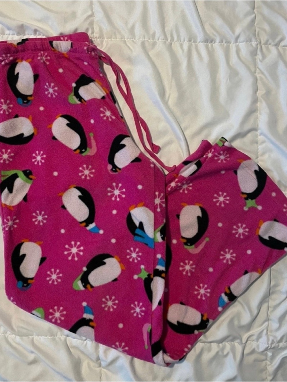 west loop Pink Penguin Fleece Pajama Bottoms